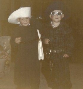 A little dress-up fun as little boys – my brother on left, me on the right. 